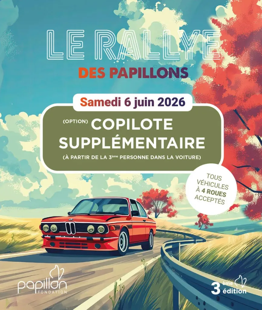 (Option) Rallye des papillons - copilote supplémentaire (à partir de la 3ème personne dans la voiture)